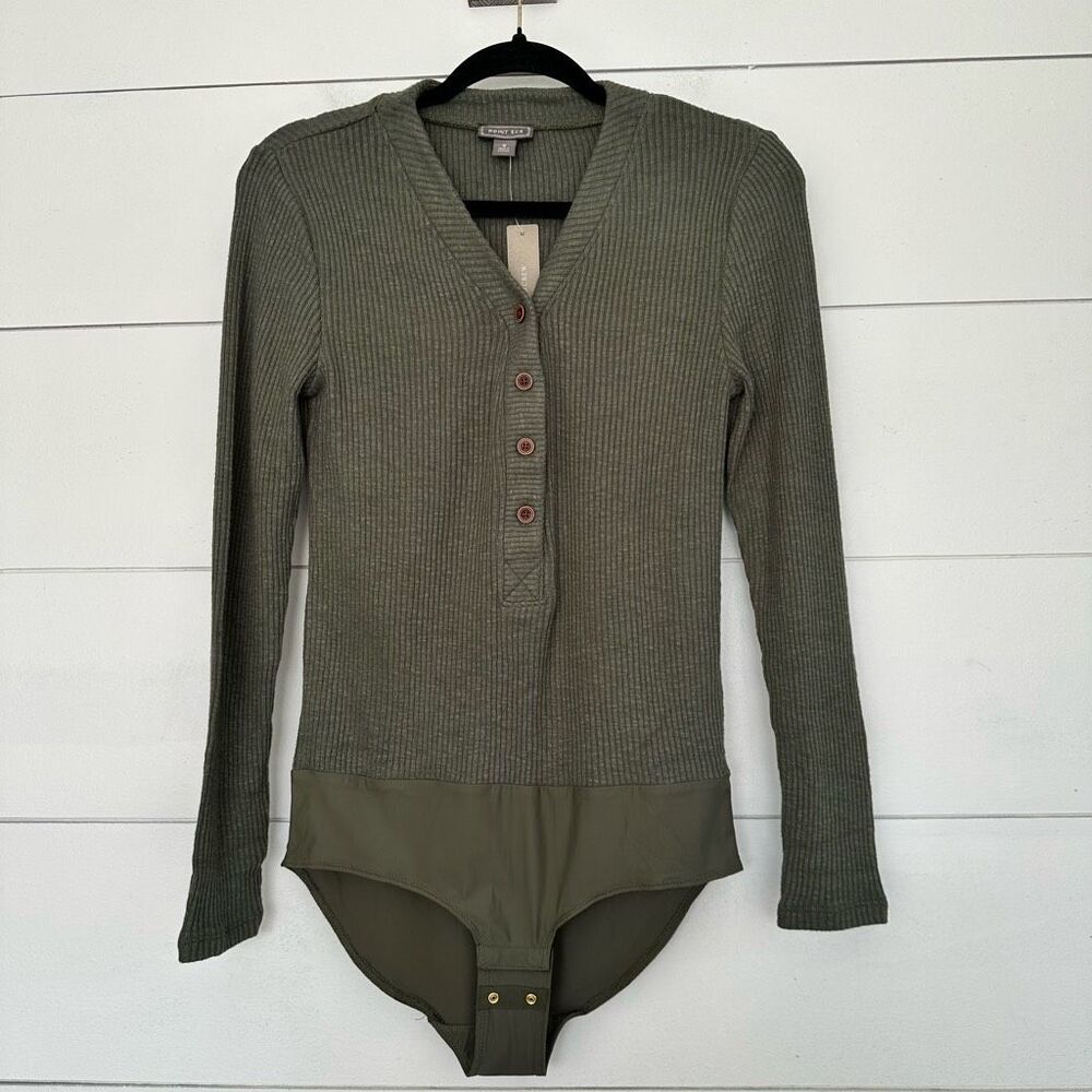 Point Sur Women’s Green Small Loden Ribbed Bodysuit NWT